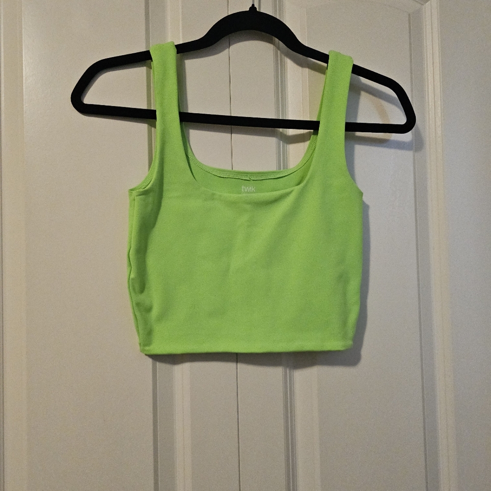 🔷️3 Items for$20🔷️ Twik Par SIMONS Womens Green Crop Fitted Tank Top SZ XS